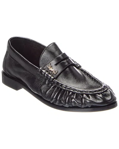 Saint Laurent Le Shiny Leather Loafer In Black