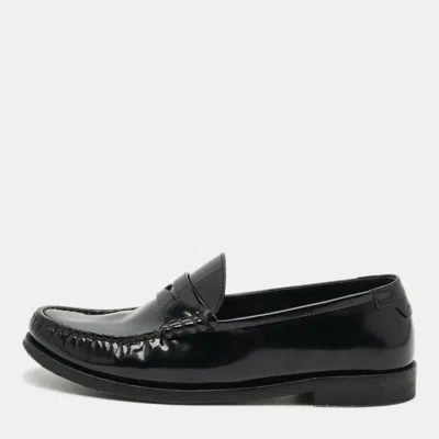 Pre-owned Saint Laurent Le Size 38.5 Black Leather Loafers