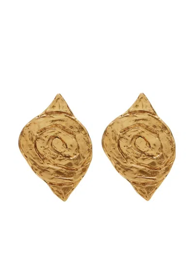 Pre-owned Saint Laurent Leaf Clip-on Earrings In Gold