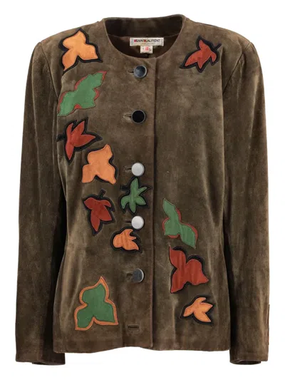 Pre-owned Saint Laurent Leaf-motif Suede Jacket
