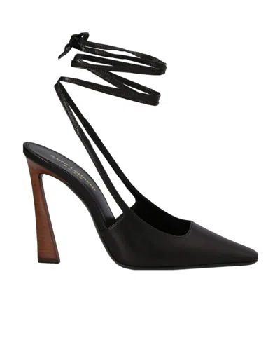 Saint Laurent Leather 105mm Ankle-strap Pumps In Black
