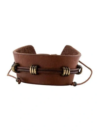 Pre-owned Saint Laurent Leather Adjustable Bracelet In Brown