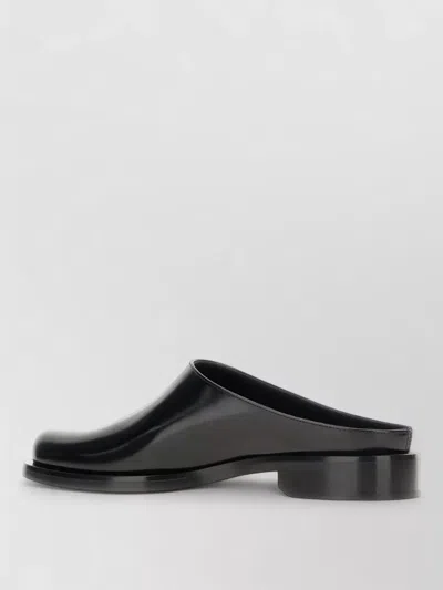 Saint Laurent Leather Angus Mules Round Toe Design In Black