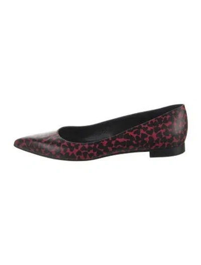 Pre-owned Saint Laurent Leather Animal Print Ballet Flats In Black