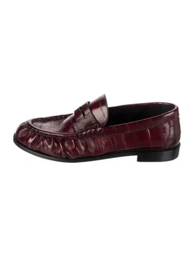 Pre-owned Saint Laurent Leather Animal Print Loafers W/ Tags In Burgundy