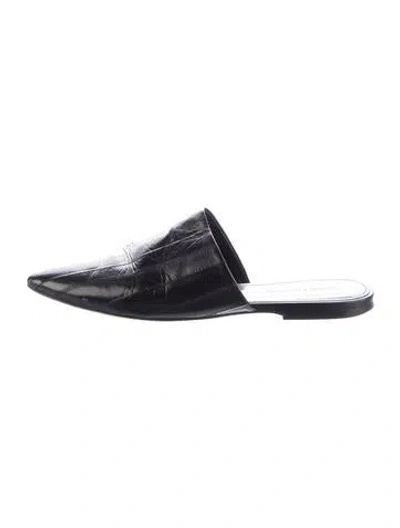 Pre-owned Saint Laurent Leather Animal Print Mules In Black