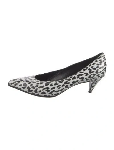 Pre-owned Saint Laurent Leather Animal Print Pumps In White