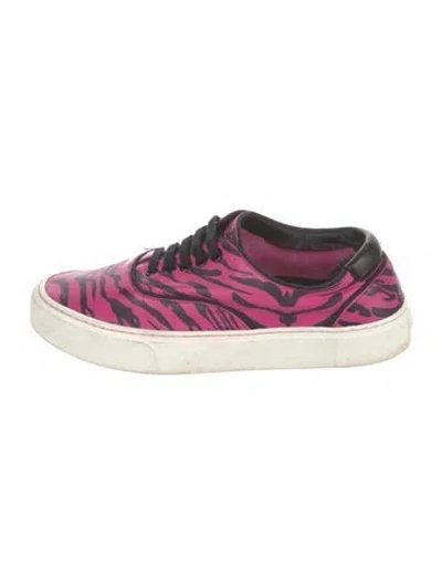 Pre-owned Saint Laurent Leather Animal Print Sneakers In Pink