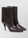 Saint Laurent Niki Embellished Leather Ankle Boots In Brown