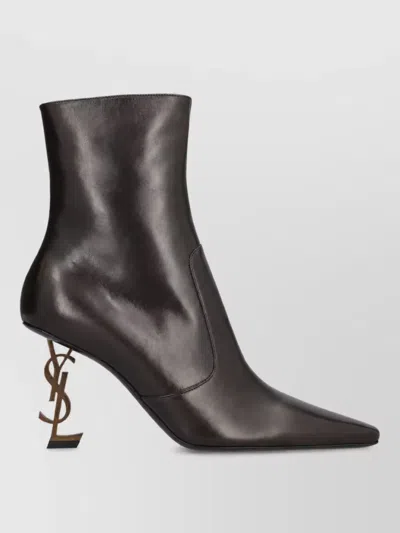 Saint Laurent Leather Ankle Boots In Black