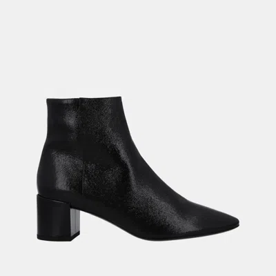 Pre-owned Saint Laurent Leather Ankle Boots 36.5 In Black
