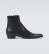 Saint Laurent Augustin Zip Detailed Ankle Boots In Black