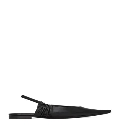 SAINT LAURENT LEATHER ANNE-MARIE SLINGBACK FLATS