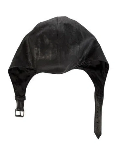 Pre-owned Saint Laurent Leather Aviator Hat In Black