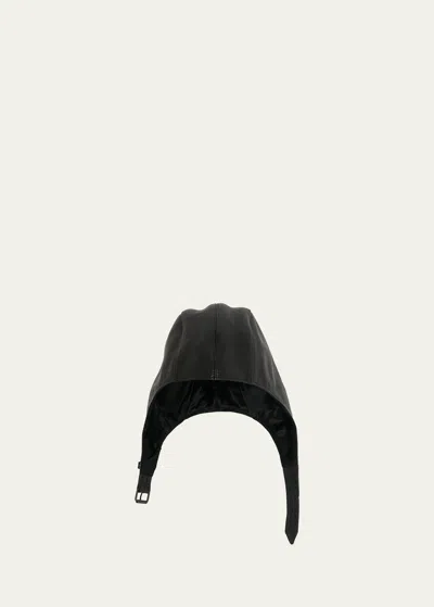 Saint Laurent Leather Aviator Hat In Black