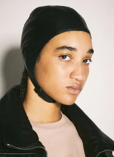 Saint Laurent Leather Aviator Hat In Black