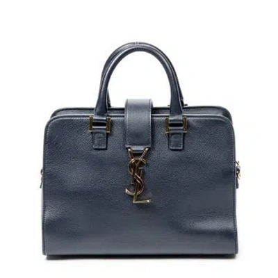 Pre-owned Saint Laurent Leather Baby Monogram Cabas In Blue