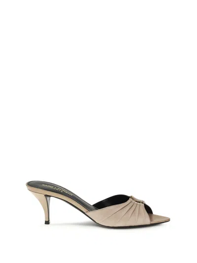 Saint Laurent Leather Babylone Mules In Multi