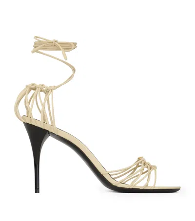 Saint Laurent Babylone 90 Leather Strappy Sandals In Cream