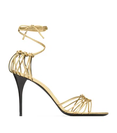Saint Laurent Babylone 90 Leather Strappy Sandals In Cream
