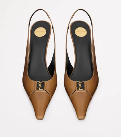SAINT LAURENT LEATHER BABYLONE SLINGBACK PUMPS 90