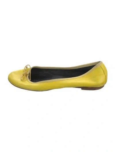 Pre-owned Saint Laurent Leather Ballet Flats In Yellow