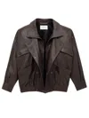 Saint Laurent Bomber Jacket In Bubbled Lambskin In Brown