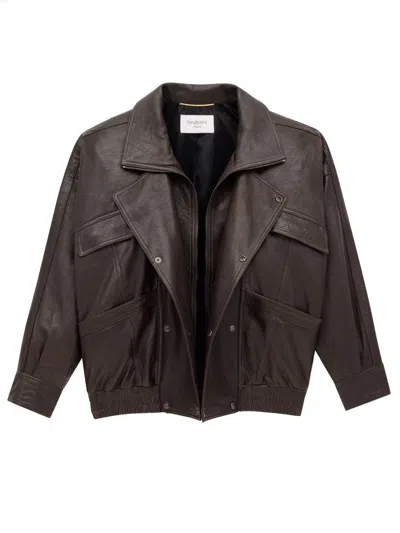 SAINT LAURENT LEATHER "BALLOON" BOMBER JACKET