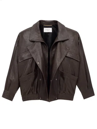 SAINT LAURENT SAINT LAURENT LEATHER "BALLOON" BOMBER JACKET