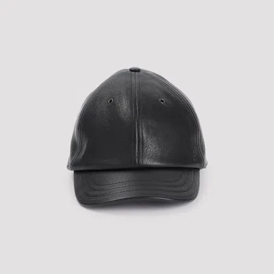 Saint Laurent Leather Baseball Cap In Black