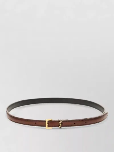 Saint Laurent Leather Belt Adjustable Length Refined Design In Brown
