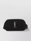 Saint Laurent Leather Belt Bag With Front Zip Pocket In Black
