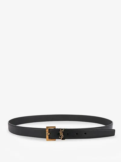 Saint Laurent Leather Belt In Black