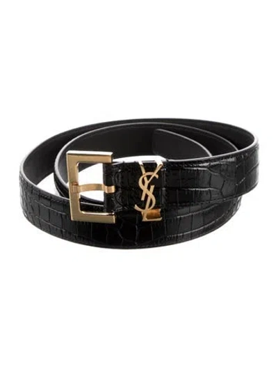 Pre-owned Saint Laurent Leather Belt In Black