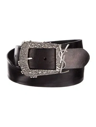 Pre-owned Saint Laurent Leather Belt In Black