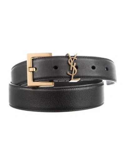Pre-owned Saint Laurent Leather Belt In Black