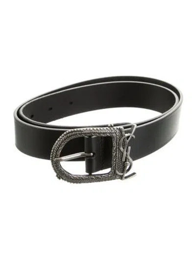 Pre-owned Saint Laurent Leather Belt In Black