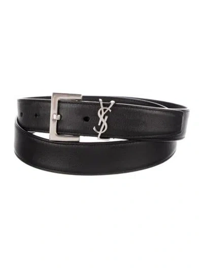 Pre-owned Saint Laurent Leather Belt In Black