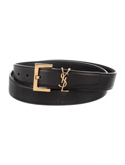 Pre-owned Saint Laurent Leather Belt In Black
