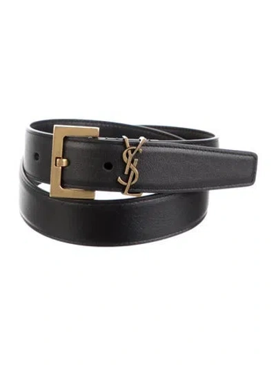 Pre-owned Saint Laurent Leather Belt In Black
