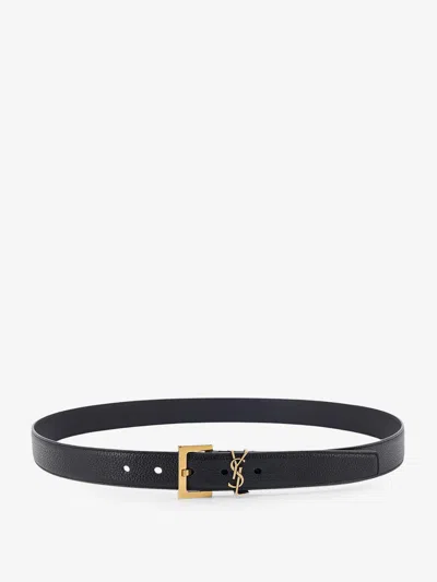 Saint Laurent Leather Belt In Black