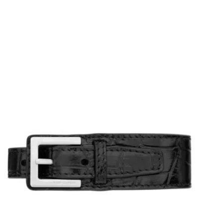 Saint Laurent Leather Belt Bracelet In Black