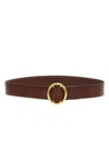 Saint Laurent Women Leather Belt In Brown