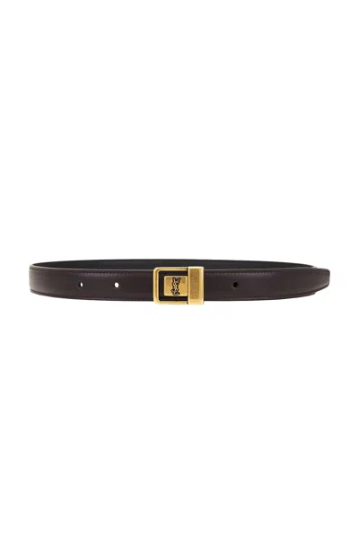 Saint Laurent Leather Belt In Brown Oak