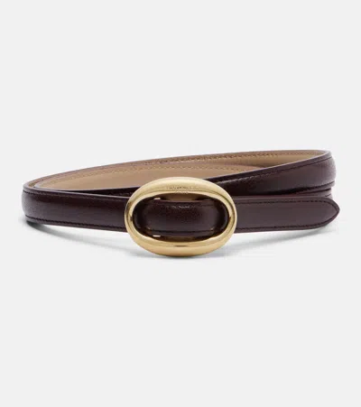 Saint Laurent Leather Belt In Burgundy