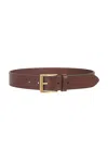 Saint Laurent Leather Belt In Burnt Chocolate