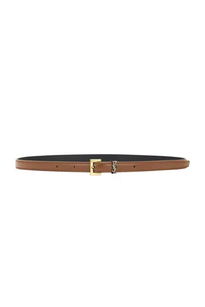 Saint Laurent Leather Belt In Ginger Bread