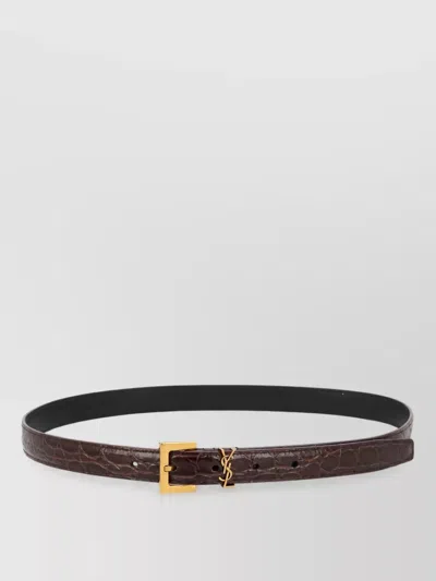 Saint Laurent Leather Belt In Burgundy
