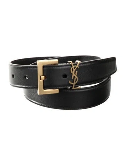 Pre-owned Saint Laurent Leather Belt Kit In Black