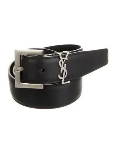 Pre-owned Saint Laurent Leather Belt Kit In Black